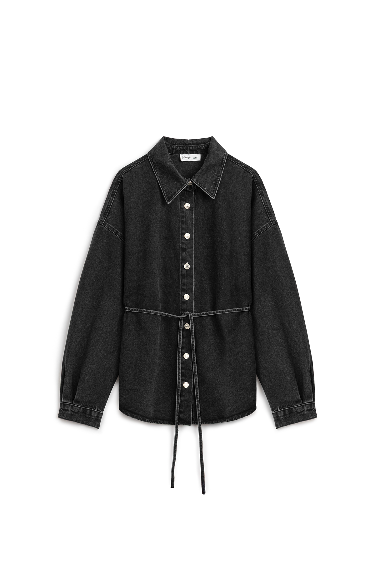 Oversize Bağlamalı Denim Ceket Antrasit