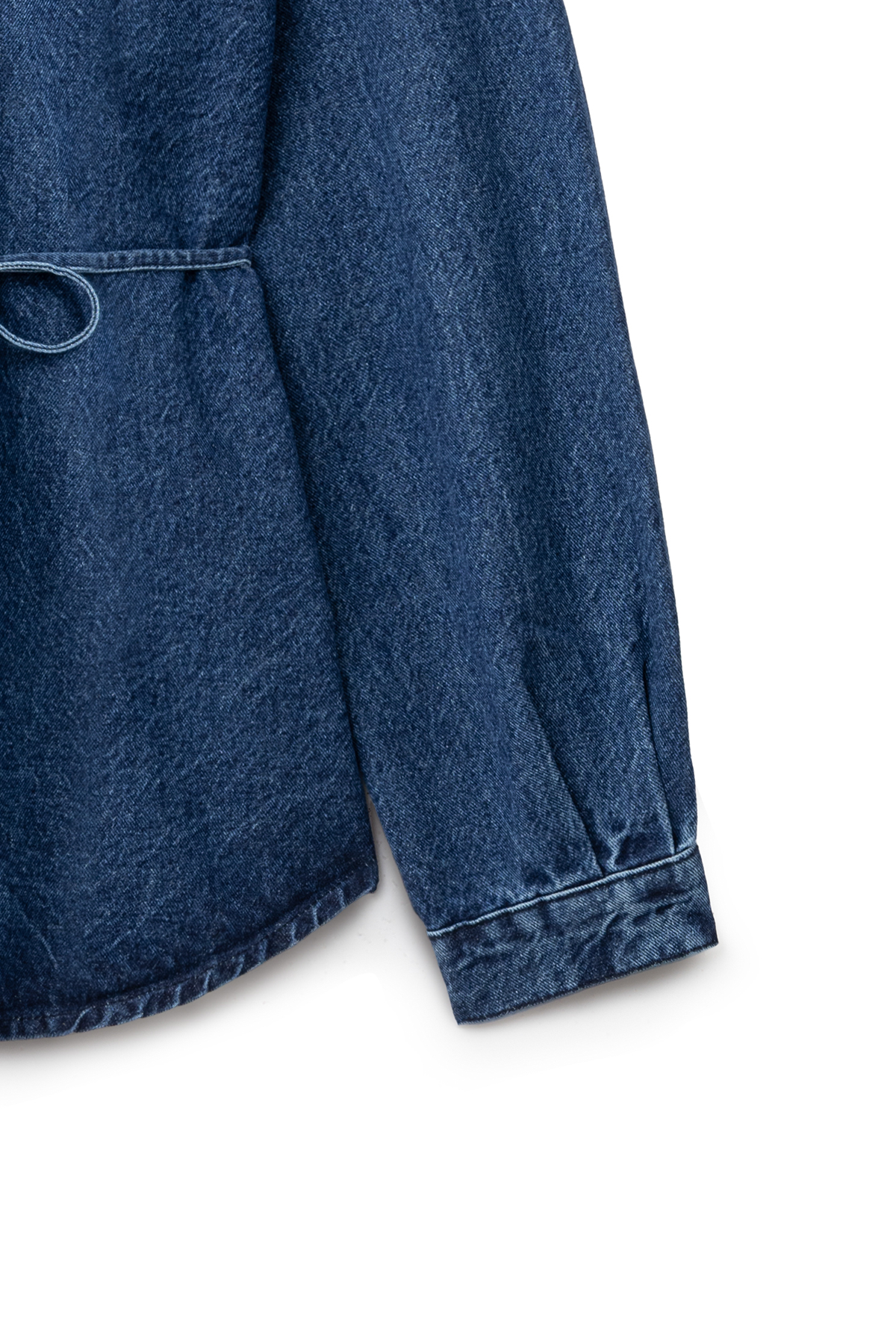 Oversize Bağlamalı Denim Ceket Koyu Mavi
