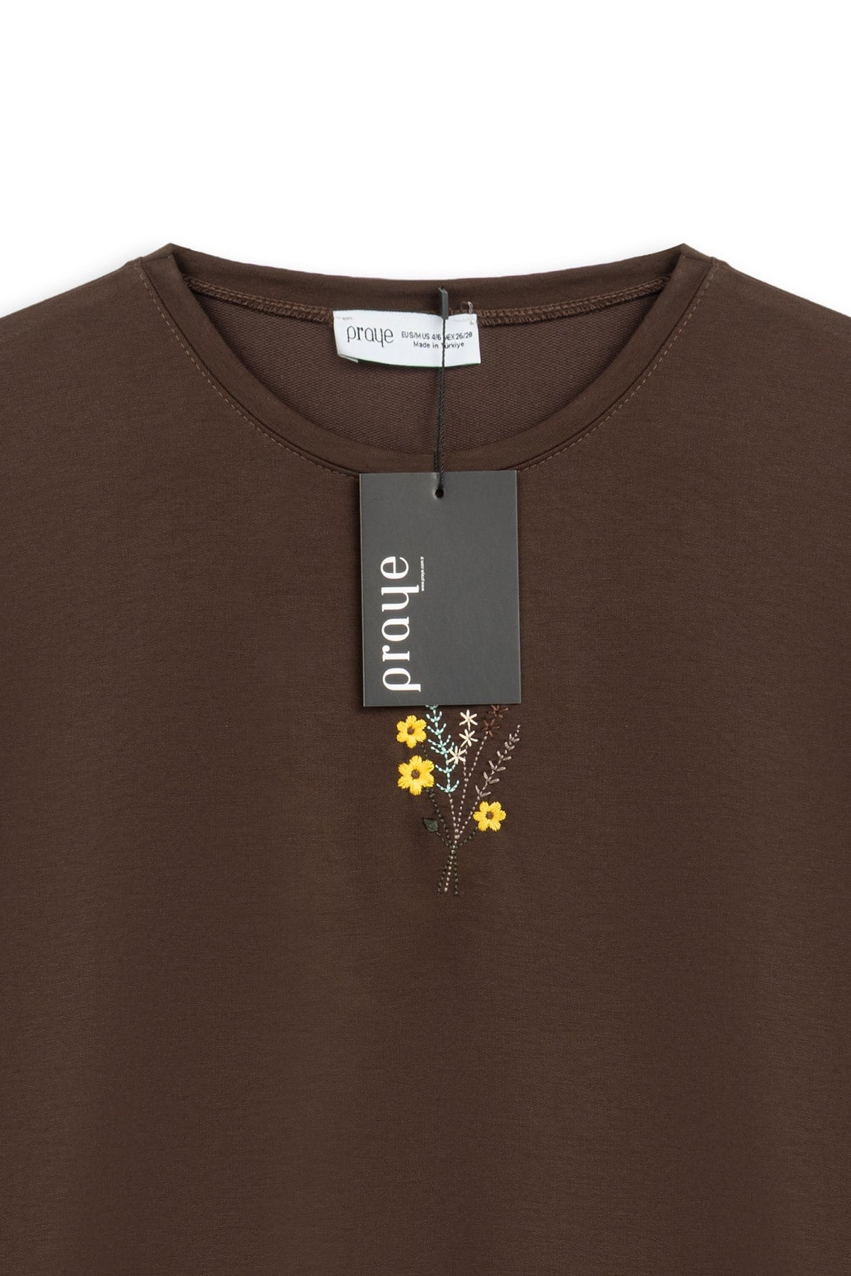 Papatyalı Kısa Sweat Kahverengi
