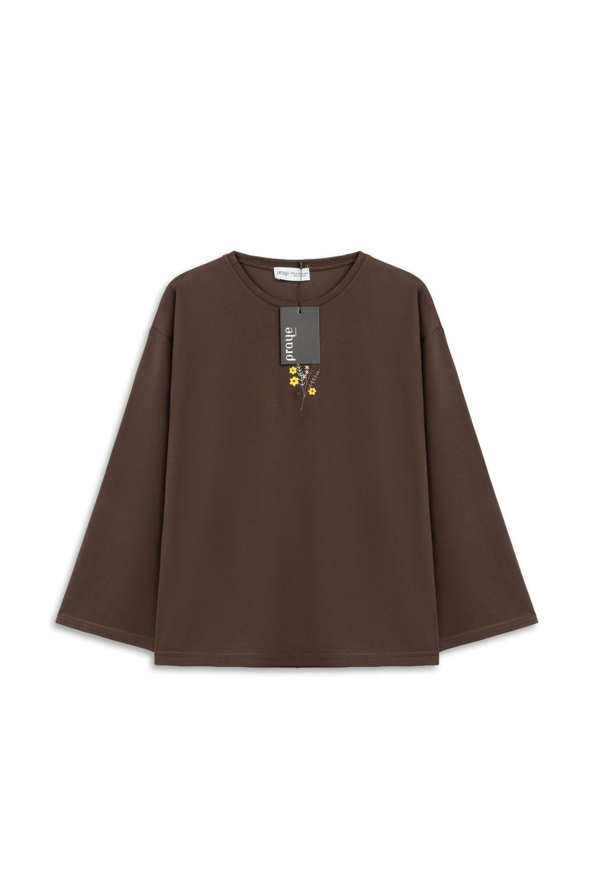 Papatyalı Kısa Sweat Kahverengi