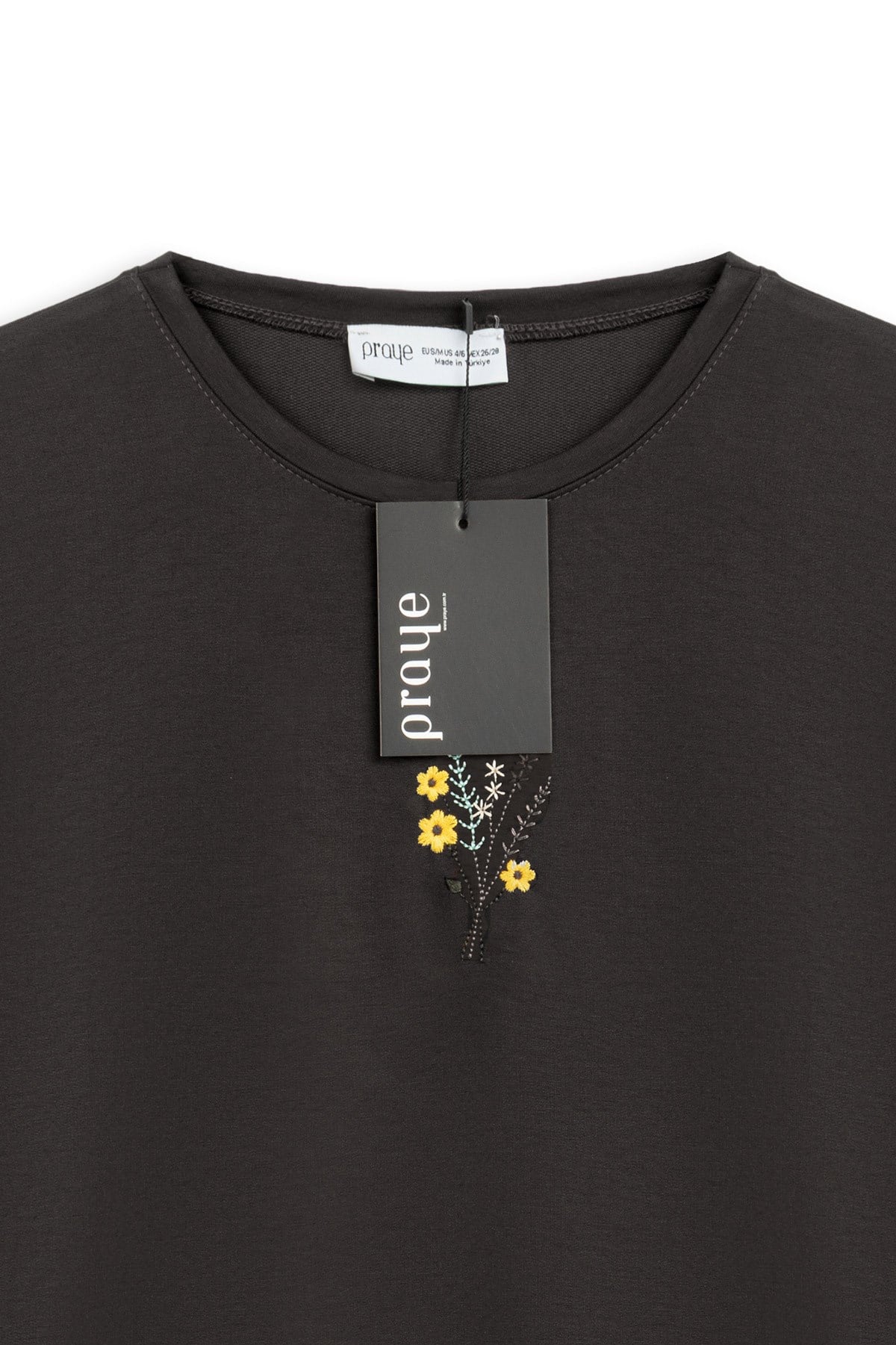 Papatyalı Kısa Sweat Siyah