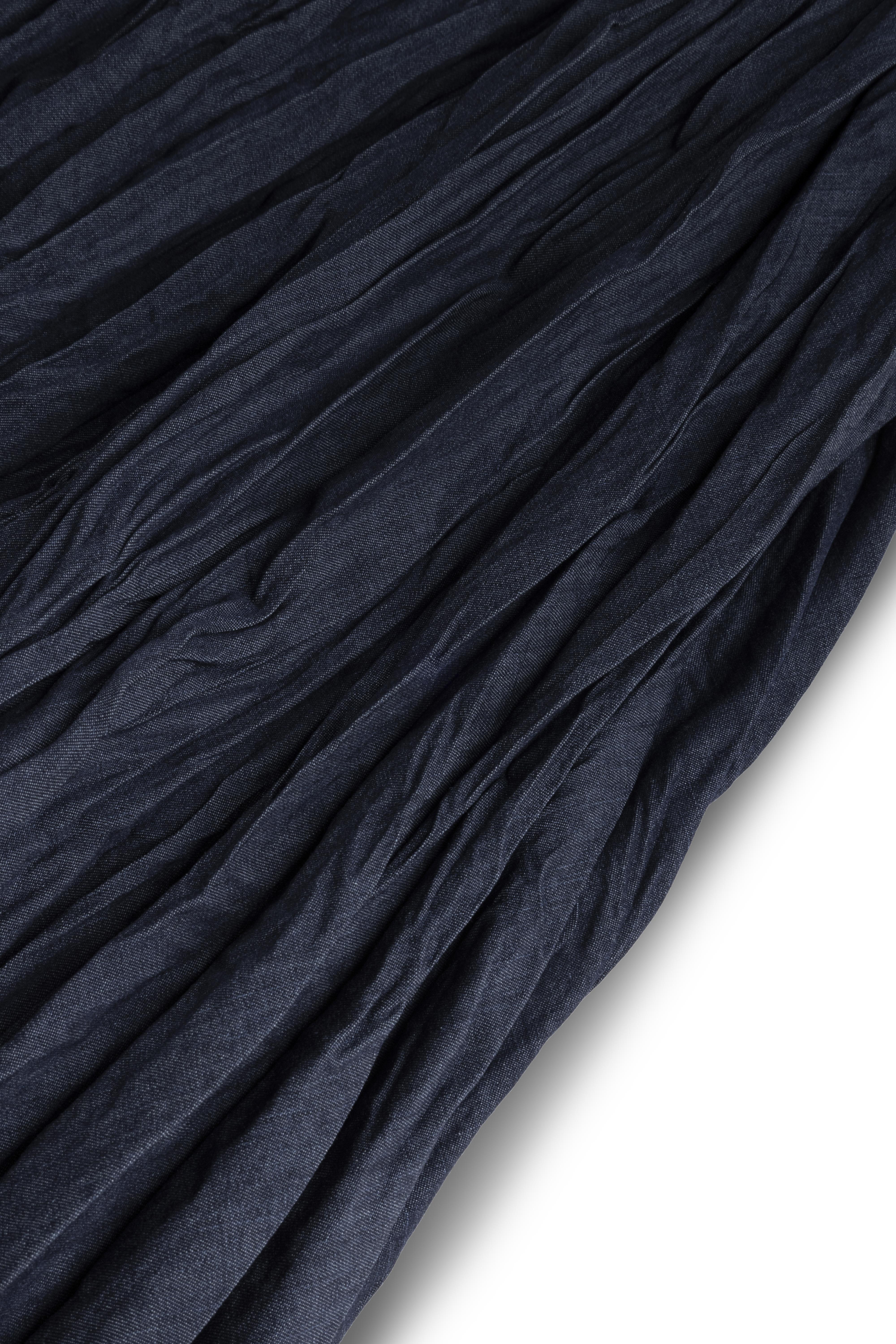 Pileli Kırışık Denim Etek