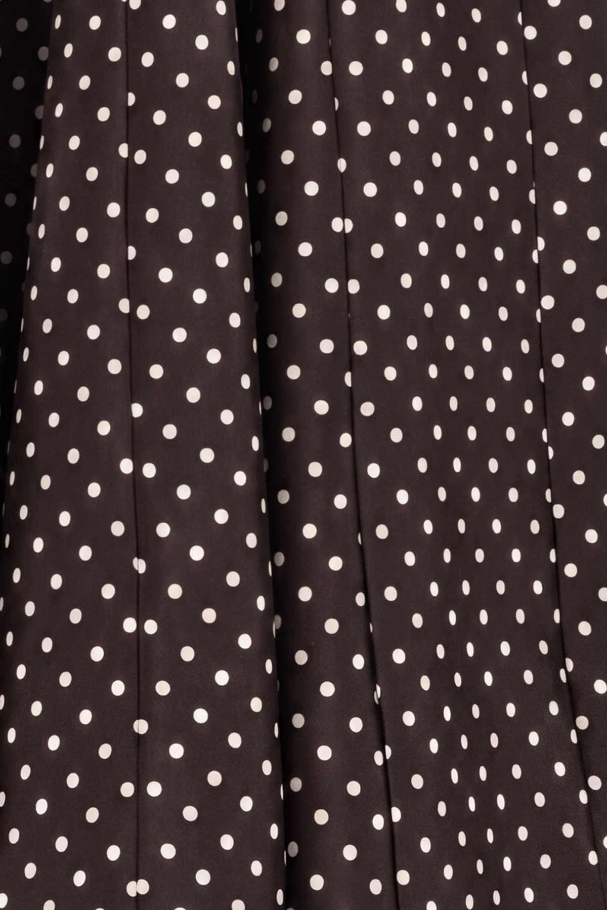 Sık Puantiyeli Kloş Etek Kahverengi