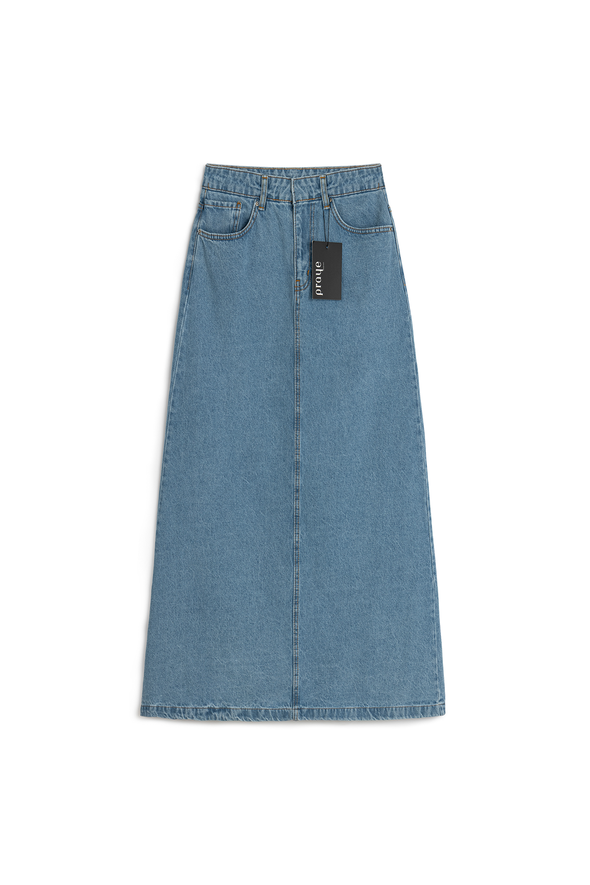 Uzun Çan Denim Etek Açık Mavi