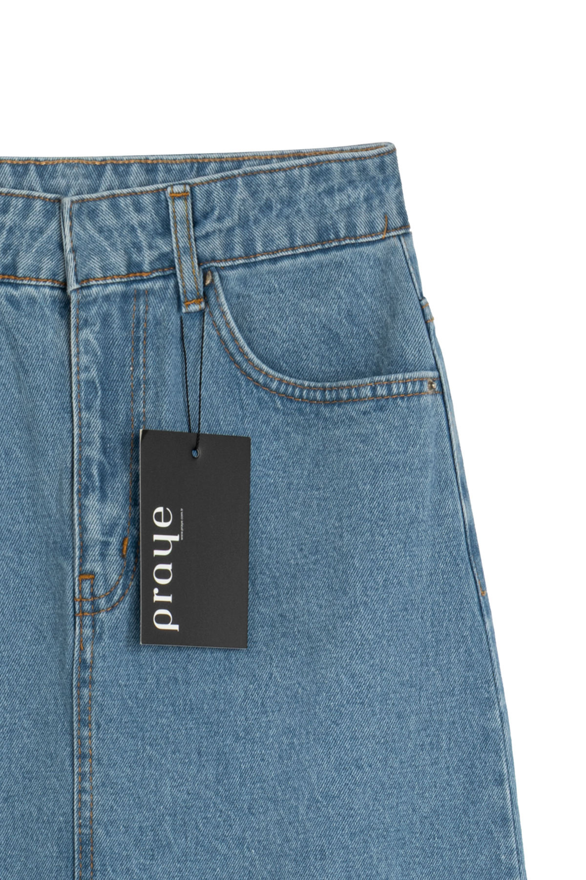 Uzun Çan Denim Etek Açık Mavi