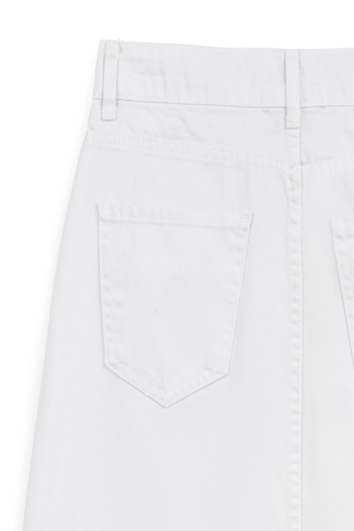 Uzun Çan Denim Etek Beyaz