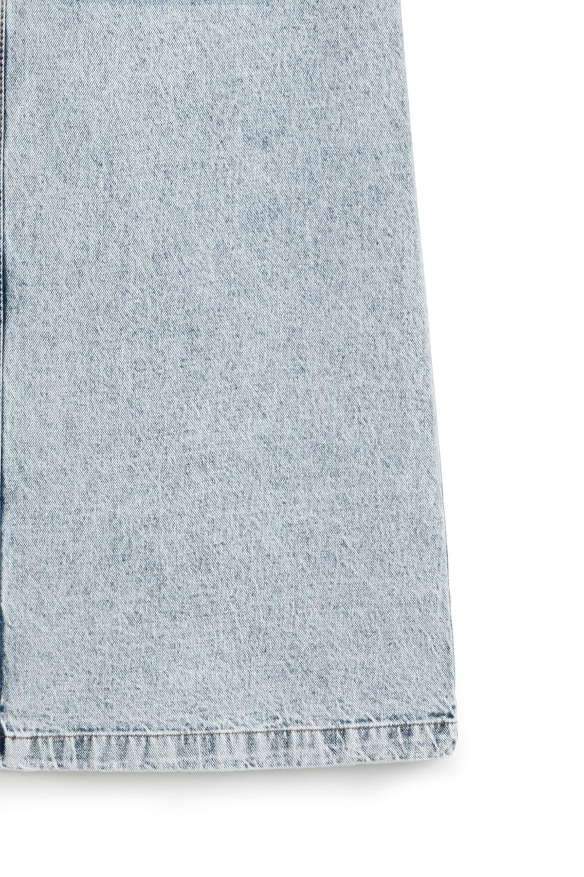 Uzun Çan Denim Etek Buz Mavi