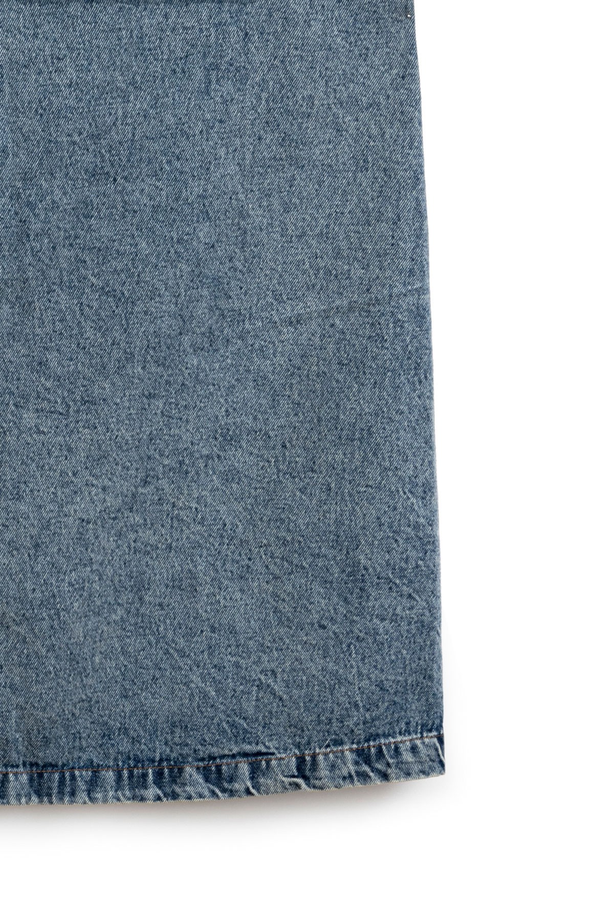 Uzun Çan Denim Etek Eskitme Kot