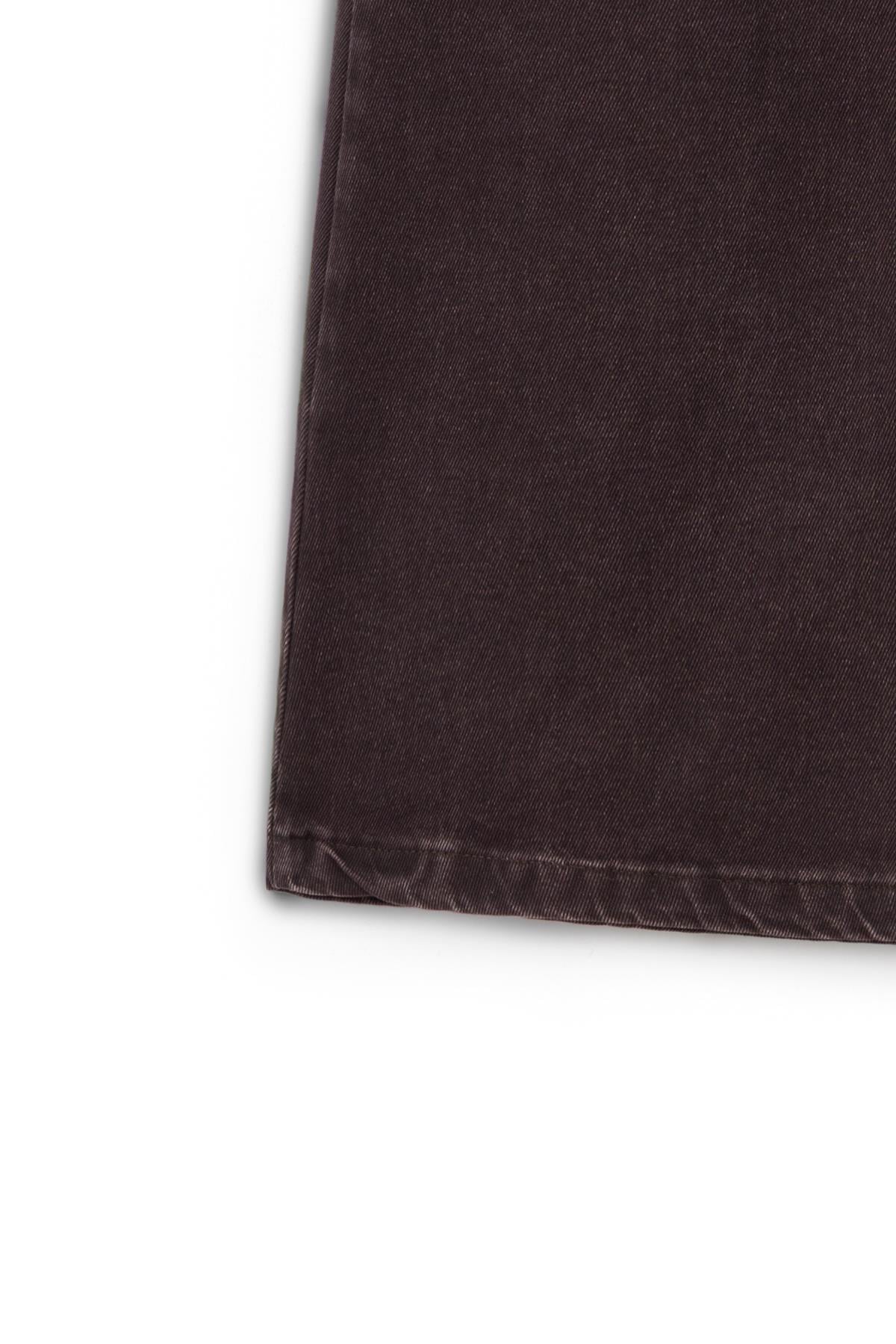 Uzun Çan Denim Etek Kahverengi