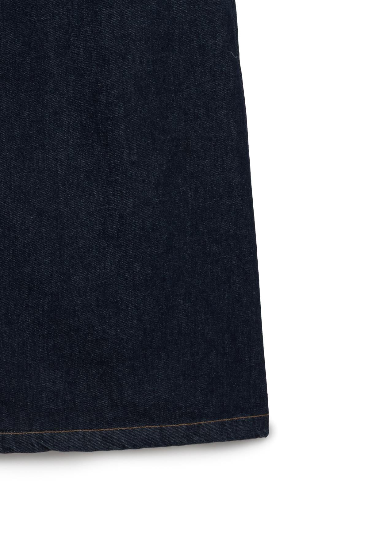 Uzun Çan Denim Etek Lacivert