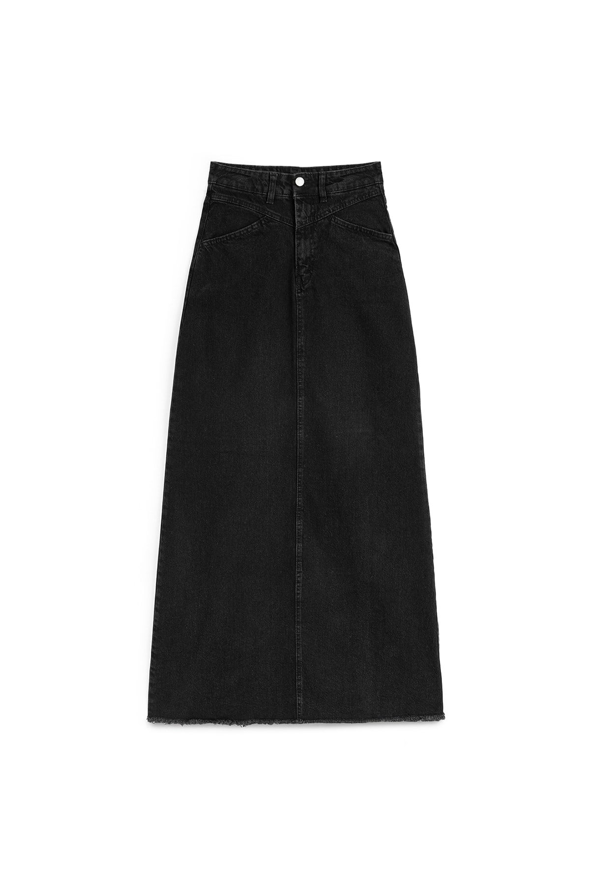 Uzun Püsküllü Denim Etek Antrasit