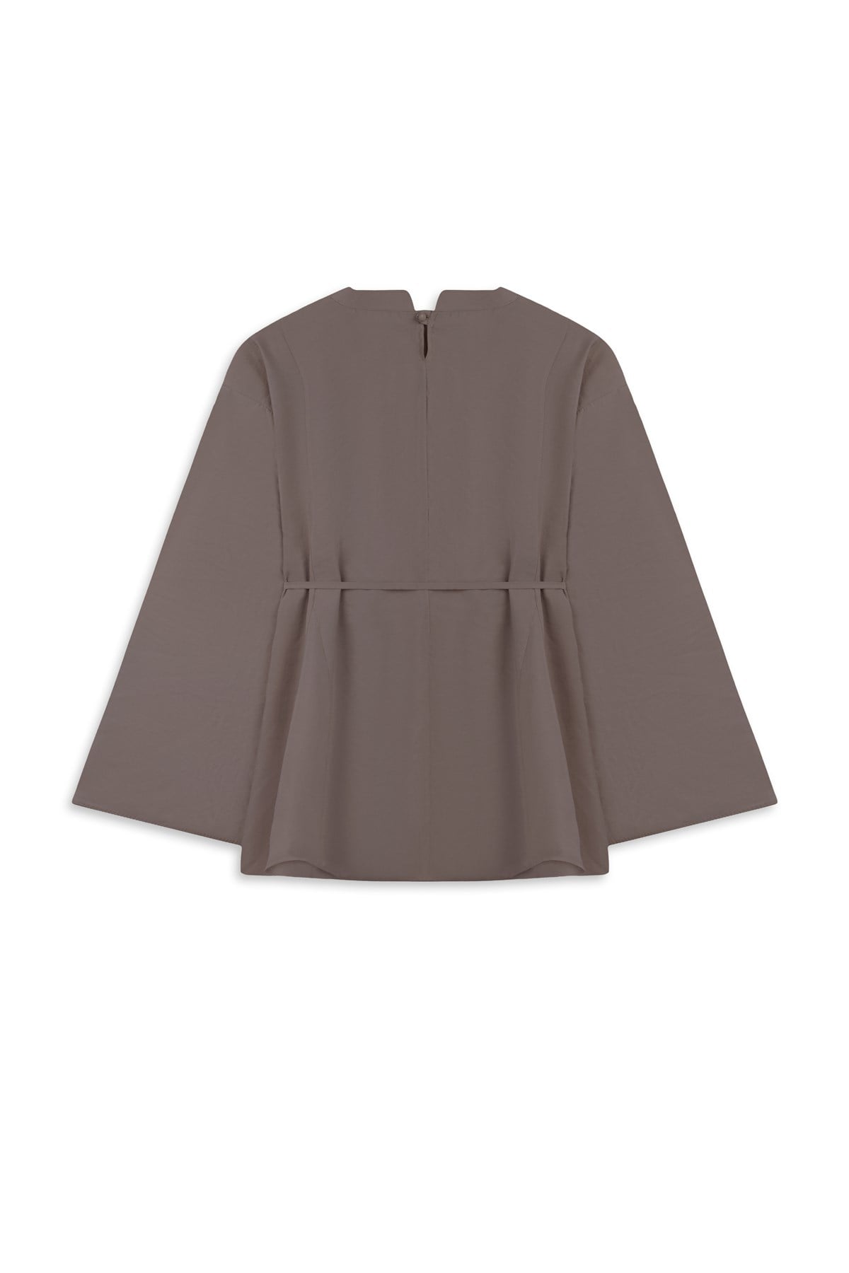Volanlı Tencel Bluz Açık Kahve
