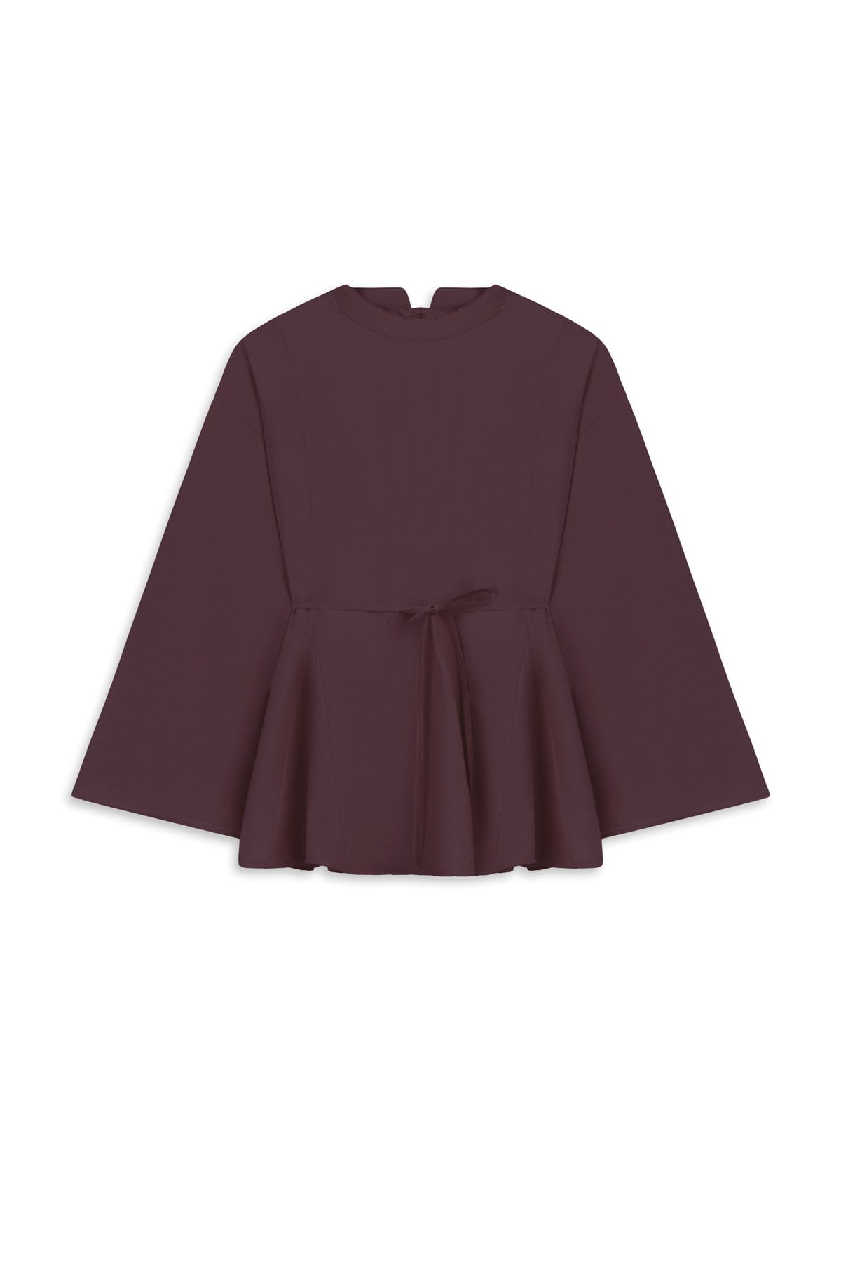 Volanlı Tencel Bluz Bordo