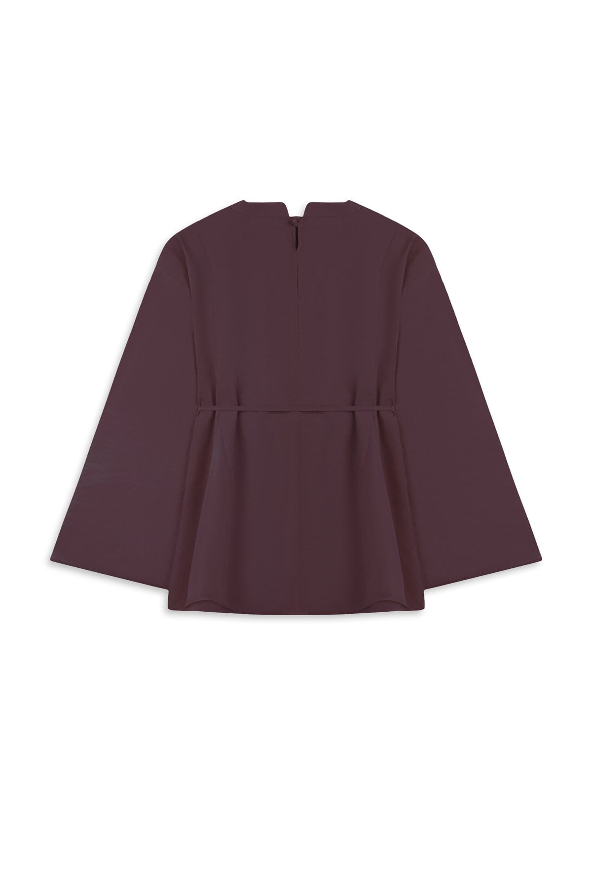 Volanlı Tencel Bluz Bordo
