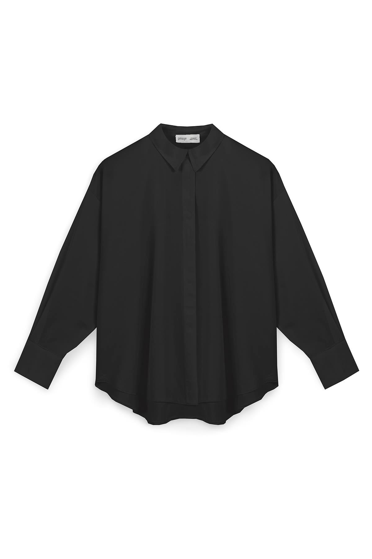 Yumuşak Dokulu Oversize Gömlek Siyah
