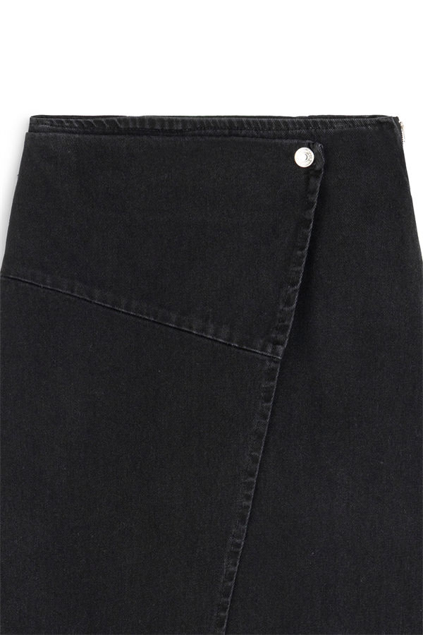 Çapraz Kesim Denim Etek Antrasit