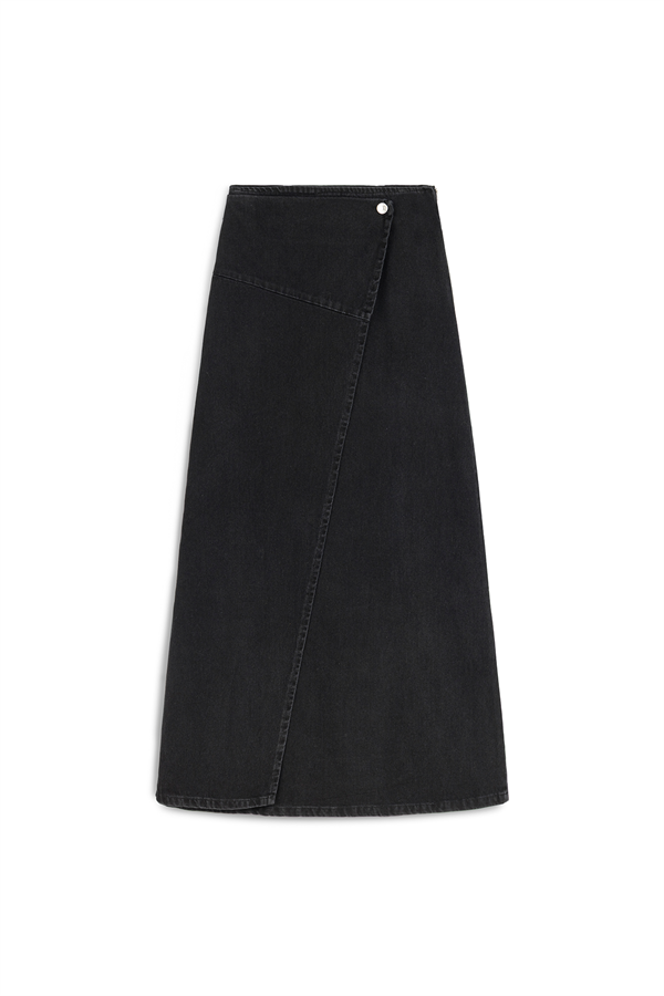 Çapraz Kesim Denim Etek Antrasit