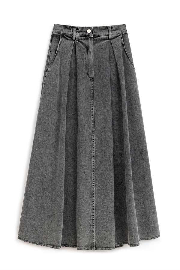 Cepli Kloş Denim Etek