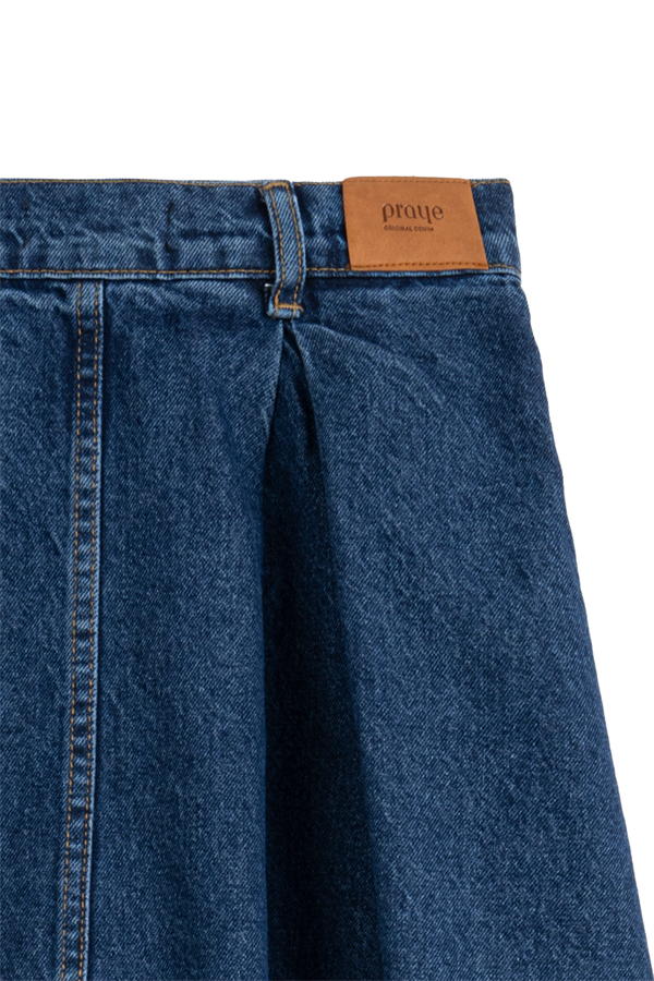 Cepli Kloş Denim Etek Mavi