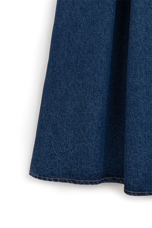 Cepli Kloş Denim Etek Mavi