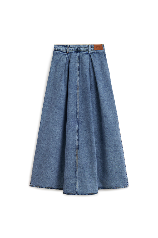 Cepli Kloş Denim Etek Mavi Kar Yıkama