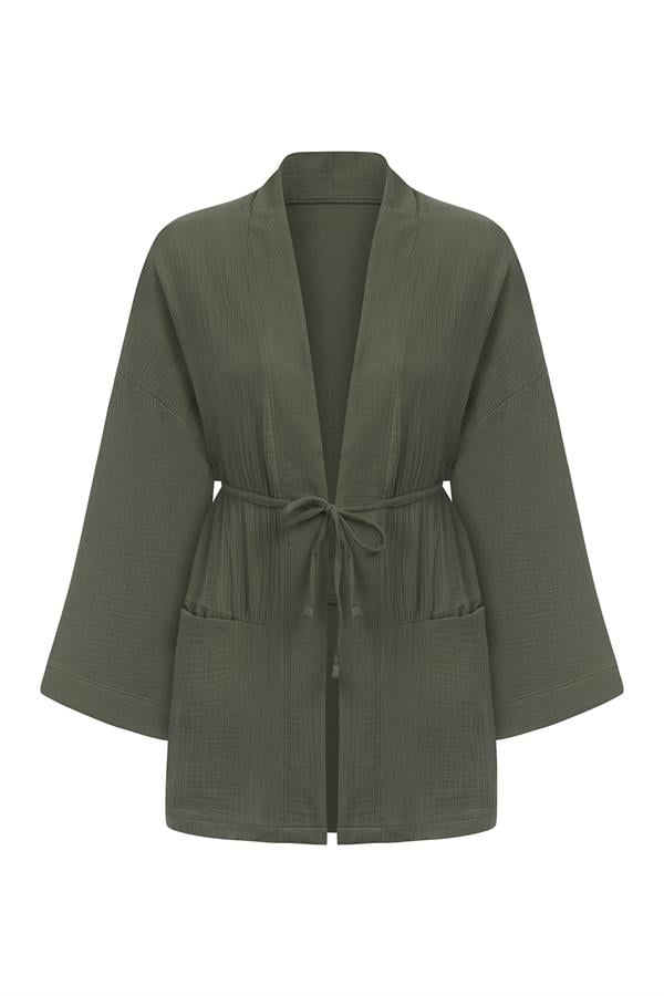 Cepli Müslin Kimono Haki