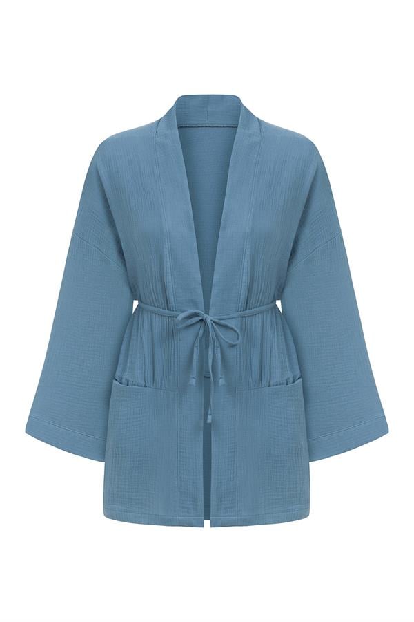 Cepli Müslin Kimono Mavi