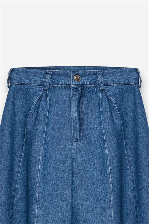 Denim Kloş Etek Mavi