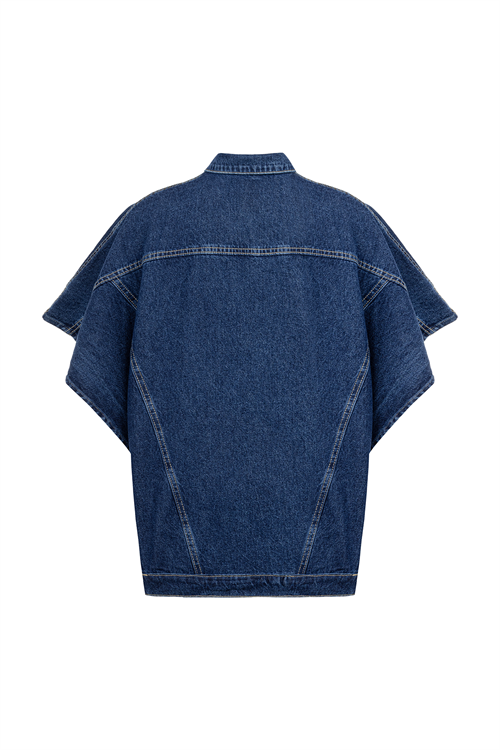 Denim Panço Yelek Koyu Mavi