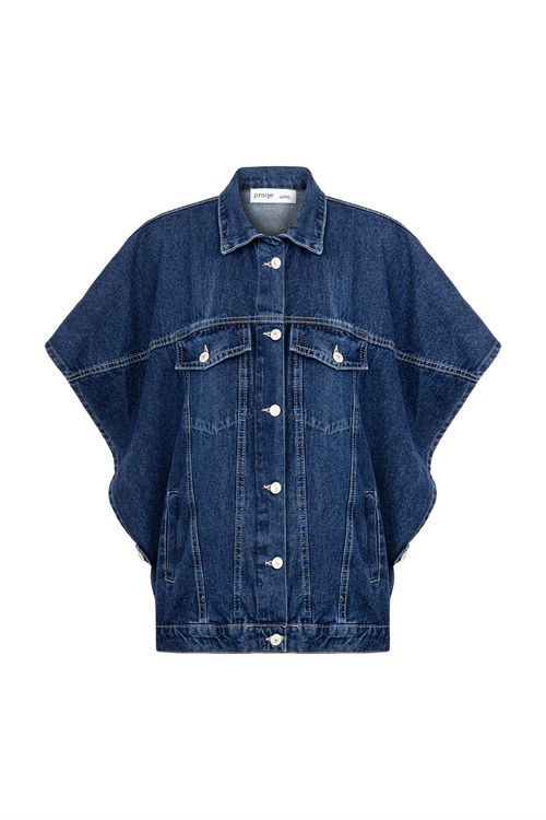 Denim Panço Yelek Koyu Mavi
