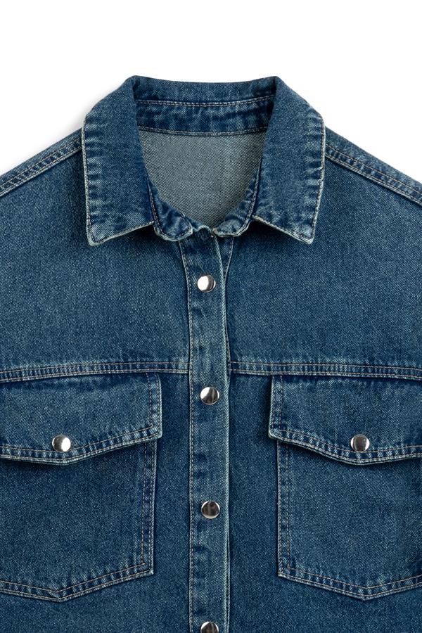 Dikiş Detaylı Denim Ceket