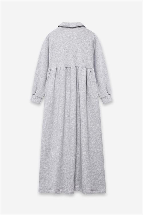 Düğmeli Şardonlu Gri Sweat Elbise
