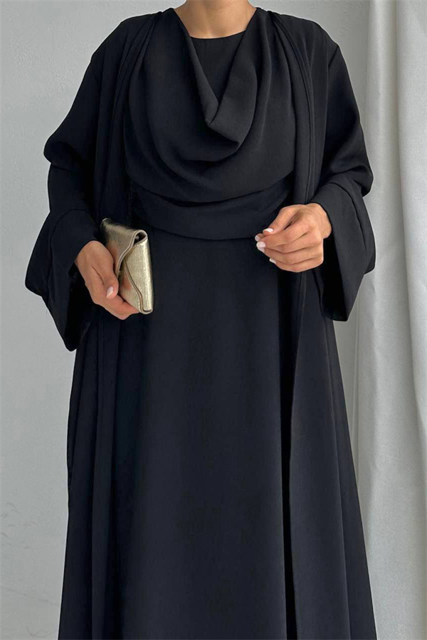 Krep Abaya Takım Siyah