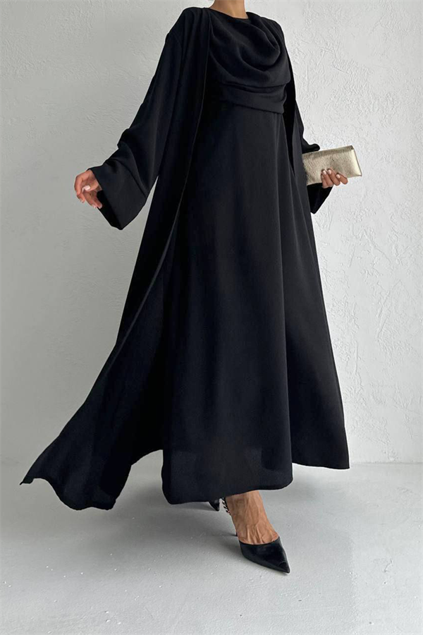 Krep Abaya Takım Siyah
