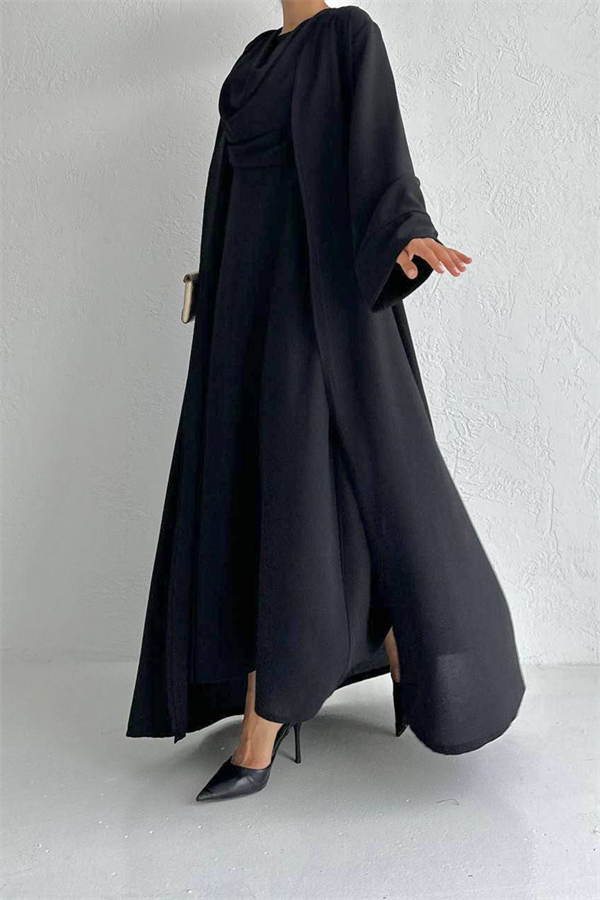 Krep Abaya Takım Siyah