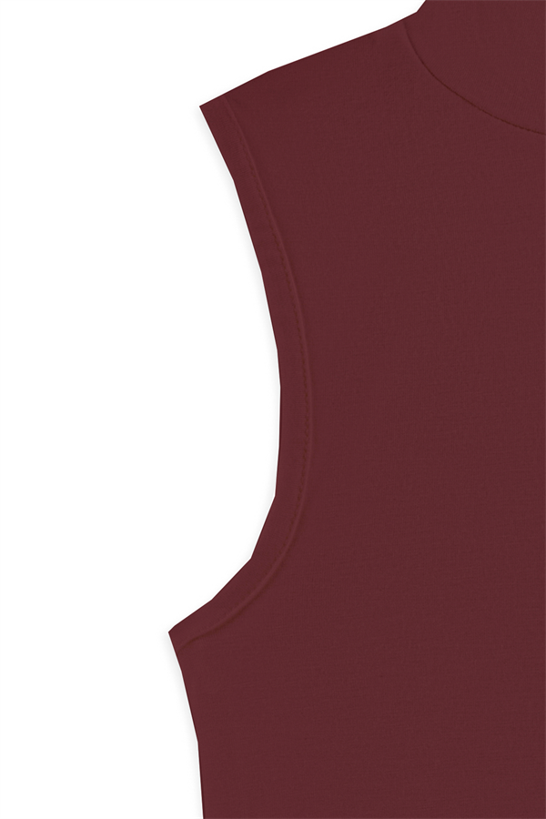 Likralı Kolsuz Body Bordo