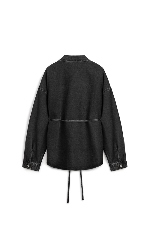 Oversize Bağlamalı Denim Ceket Antrasit