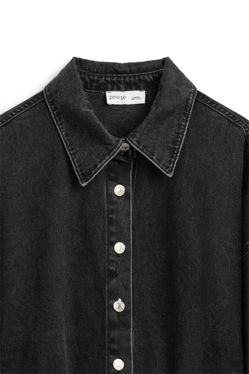 Oversize Bağlamalı Denim Ceket Antrasit