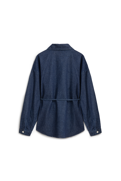 Oversize Bağlamalı Denim Ceket Lacivert