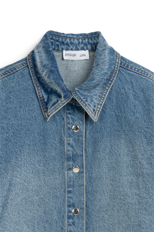 Oversize Uzun Denim Ceket Eskitme Kot