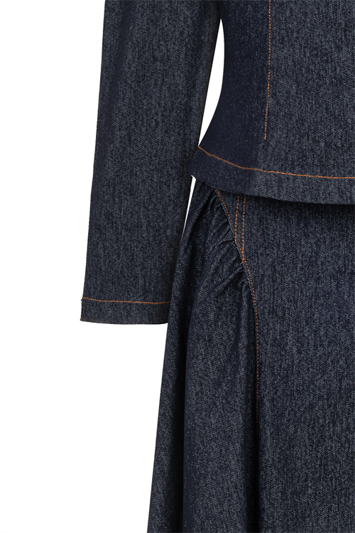 Premium Etekli Denim Takım Koyu Mavi