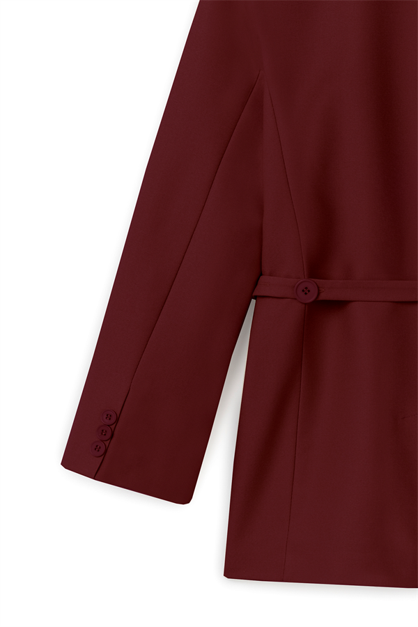 Seyyar Kemerli Blazer Ceket Bordo