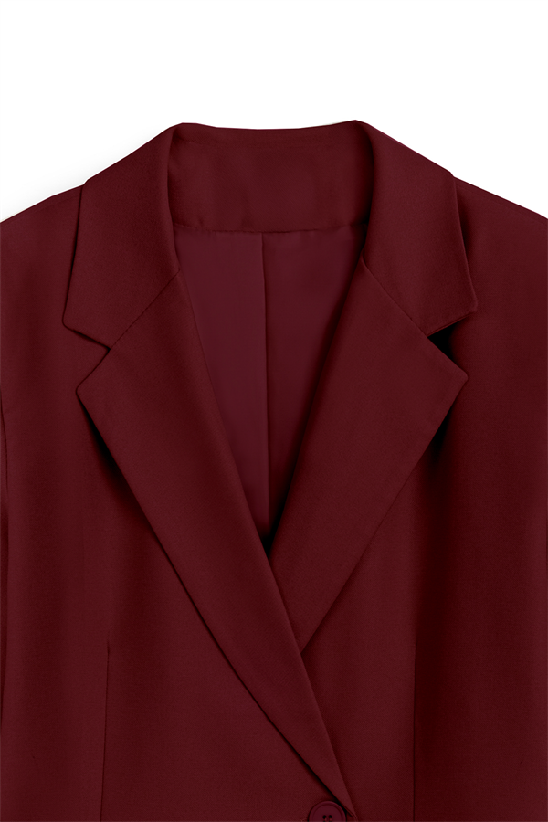 Seyyar Kemerli Blazer Ceket Bordo