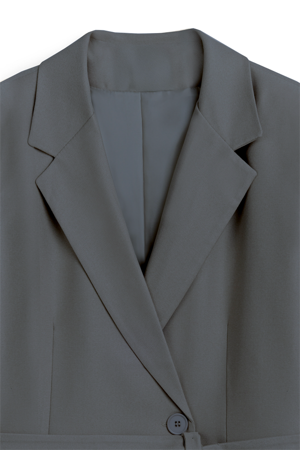 Seyyar Kemerli Blazer Ceket Gri