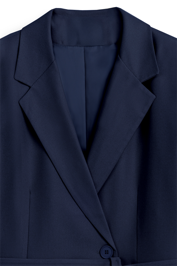 Seyyar Kemerli Blazer Ceket Lacivert