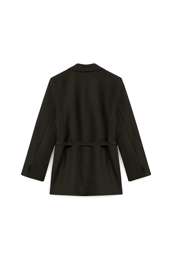 Seyyar Kemerli Blazer Ceket Siyah