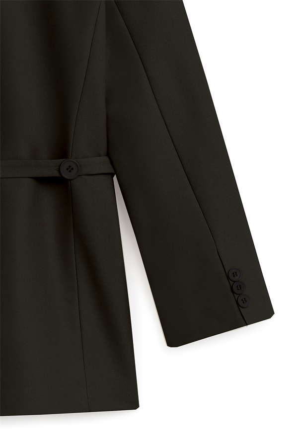 Seyyar Kemerli Blazer Ceket Siyah