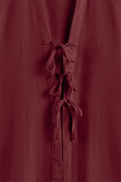 Bağcıklı Keten Karışımlı Kimono Bordo