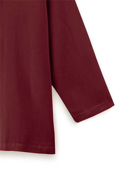 Bağcıklı Keten Karışımlı Kimono Bordo