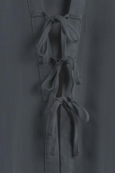 Bağcıklı Keten Karışımlı Kimono Füme